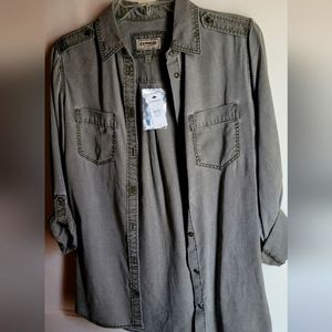 Express button up shirt army green